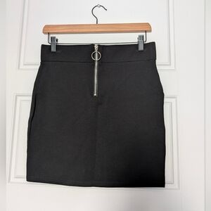 Revamped Black Mini Skirt with Ring Zipper